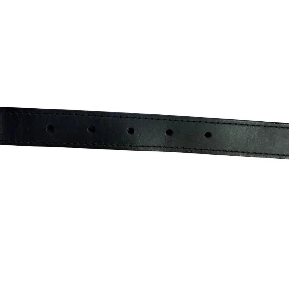 Black Faux Leather Concho Belt Womens 4/6? Boho Southwest Silver Tone Used Y2K - Picture 13 of 16